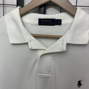 Ralph Lauren-Polo.  Large, Cotton, Short Sleeve White with Blue pony Golf Shirt